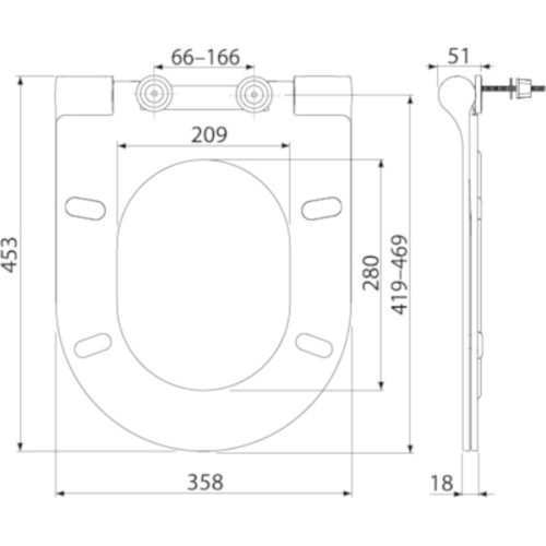 Alcaplast A67 Slim duroplast lecsapódásgátlós, könnyen leszerelhető WC ülőke