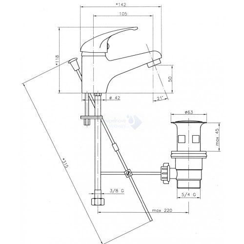 92001,0 Ferro Titania Iris mosdócsaptelep automata lefolyóval, króm
