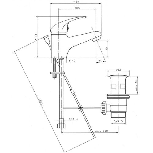 92002,0 Ferro Titania Iris mosdócsaptelep fém automata lefolyóval, króm