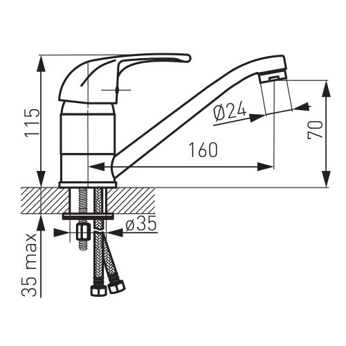 BVA2A Ferro VASTO álló mosdócsaptelep elforgatható kifolyóval